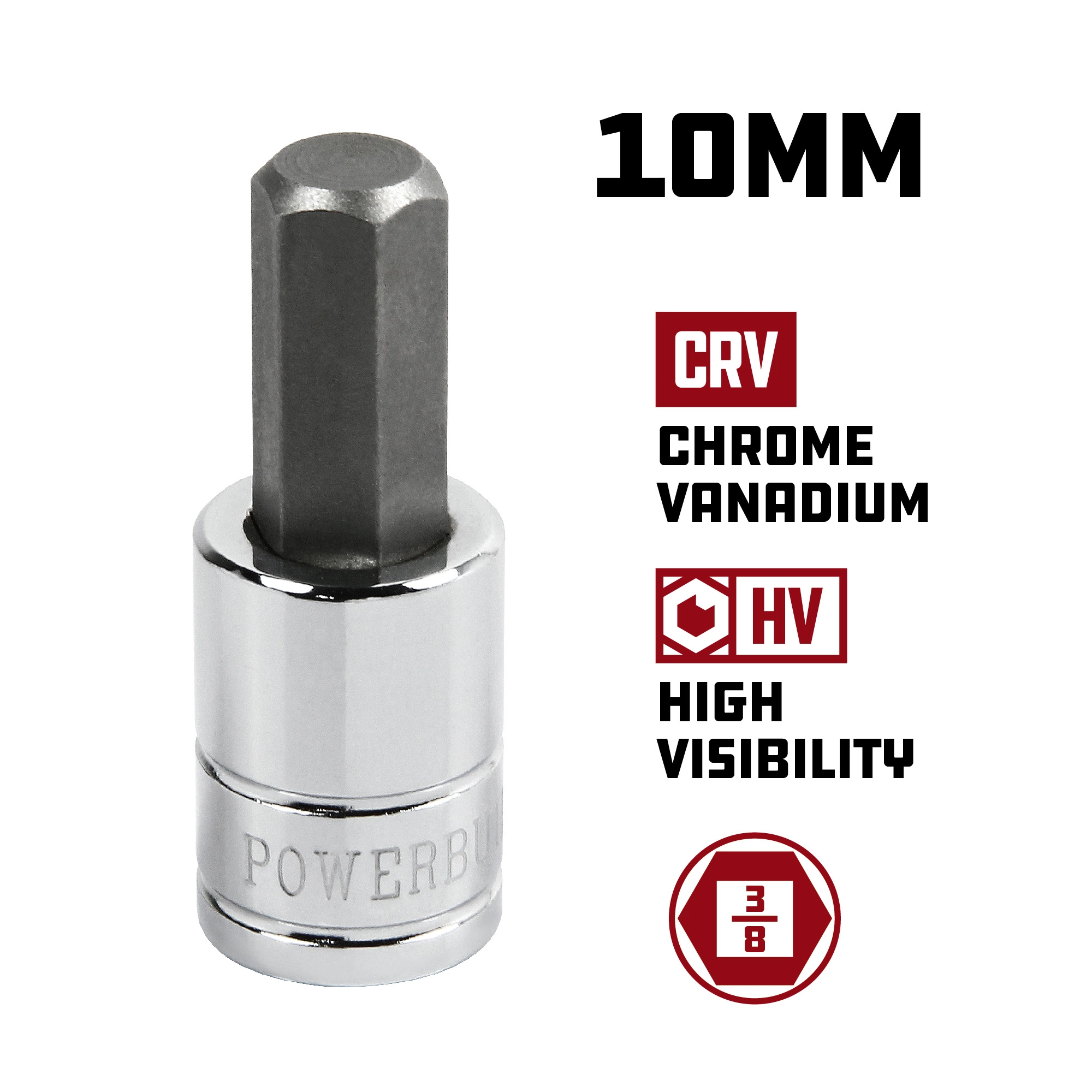 Powerbuilt 3/8 Inch Drive x 10MM Hex Bit Socket - 641401 5 Powerbuilt 3/8 Inch Drive x 10MM Hex Bit Socket - 641401 - Image 5