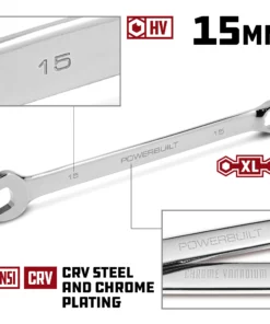 Powerbuilt 15 MM Fully Polished Long Pattern Metric Combination Wrench - 640450 -Hot Sale Powerbuilt Shop 15mm 02