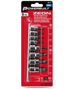 Powerbuilt 8 Piece Zeon SAE Hex Bit Socket Set for Damaged Bolts - 240093 -Hot Sale Powerbuilt Shop 240093 pkg20front