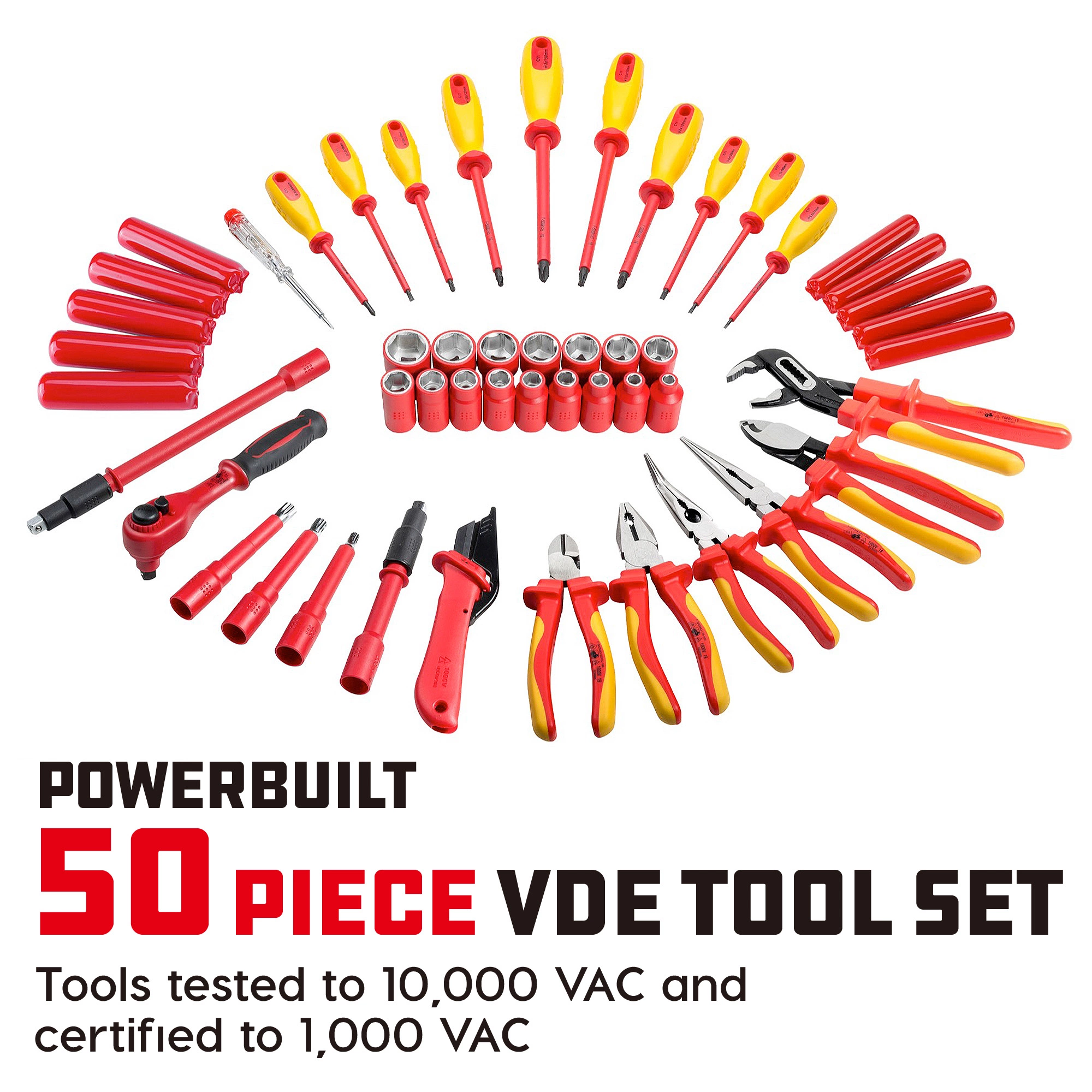 Powerbuilt 50 Piece Master VDE Electrical Tool Set with Case - 240259 2 Powerbuilt 50 Piece Master VDE Electrical Tool Set with Case - 240259 - Image 2