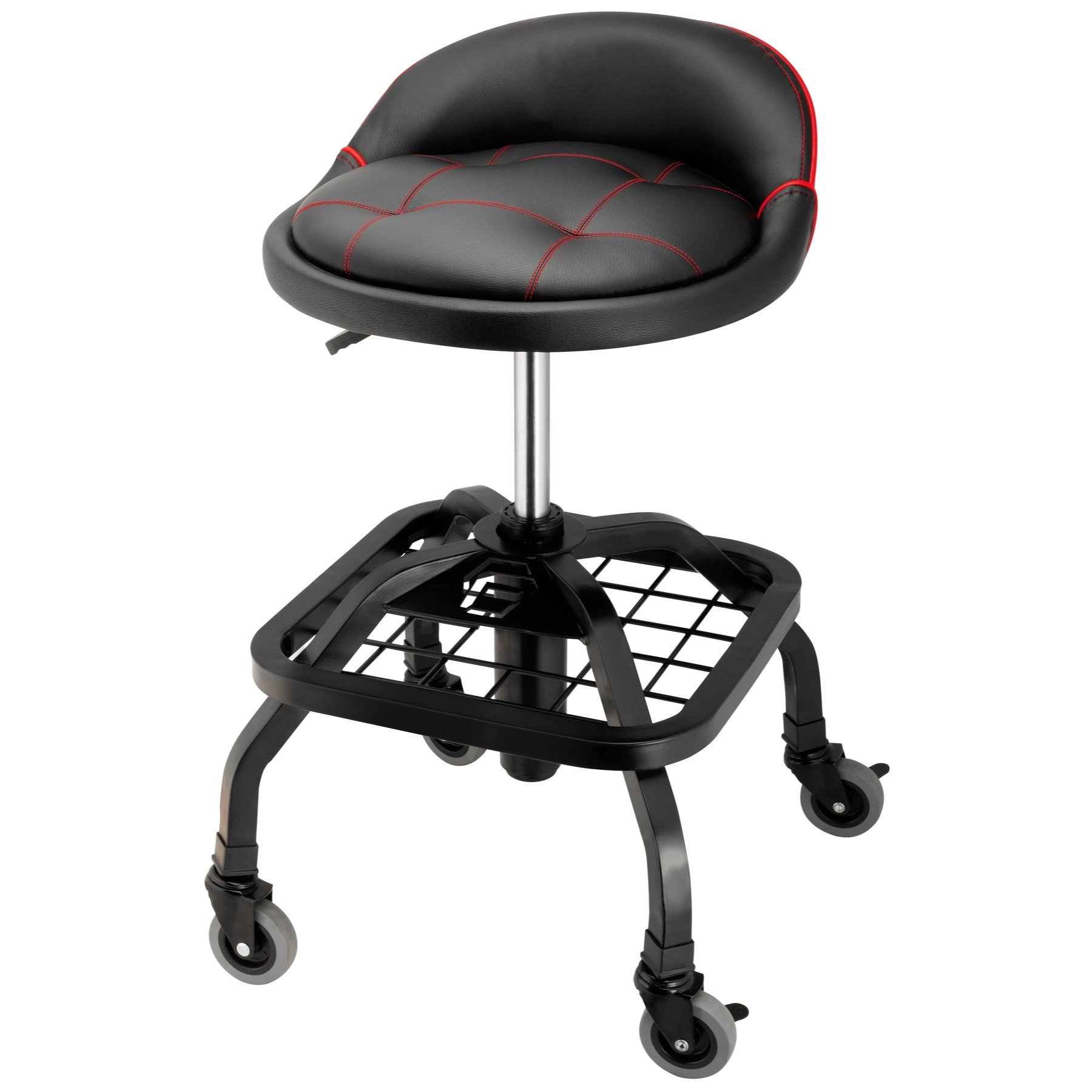 Powerbuilt 330-LBS Padded Rolling Shop Seat with Lumbar Support - 240338 1 Powerbuilt 330-LBS Padded Rolling Shop Seat with Lumbar Support - 240338