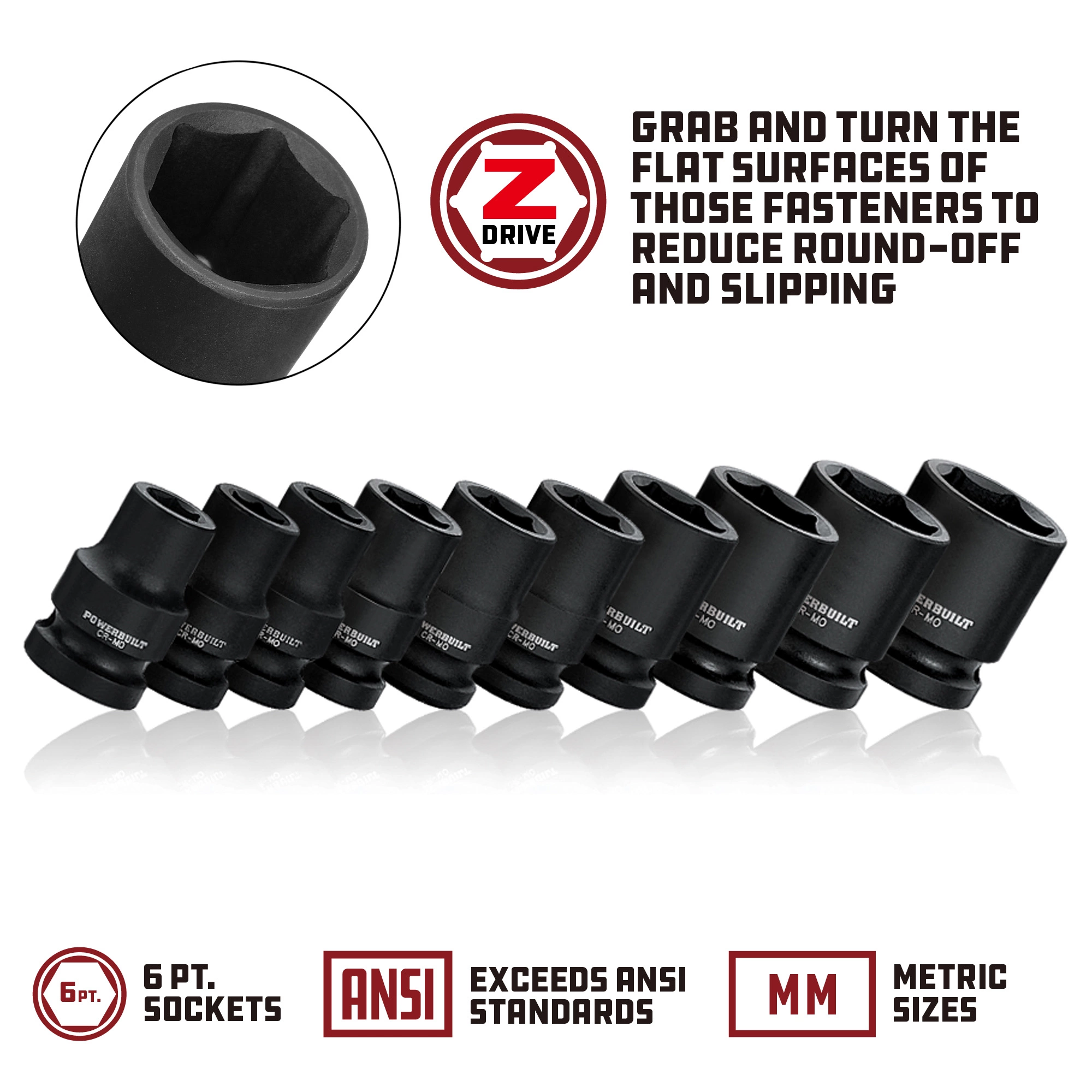 Powerbuilt 3/8 in. Drive x 17 mm 6 Point Impact Socket - 647256 4 Powerbuilt 3/8 in. Drive x 17 mm 6 Point Impact Socket - 647256 - Image 4