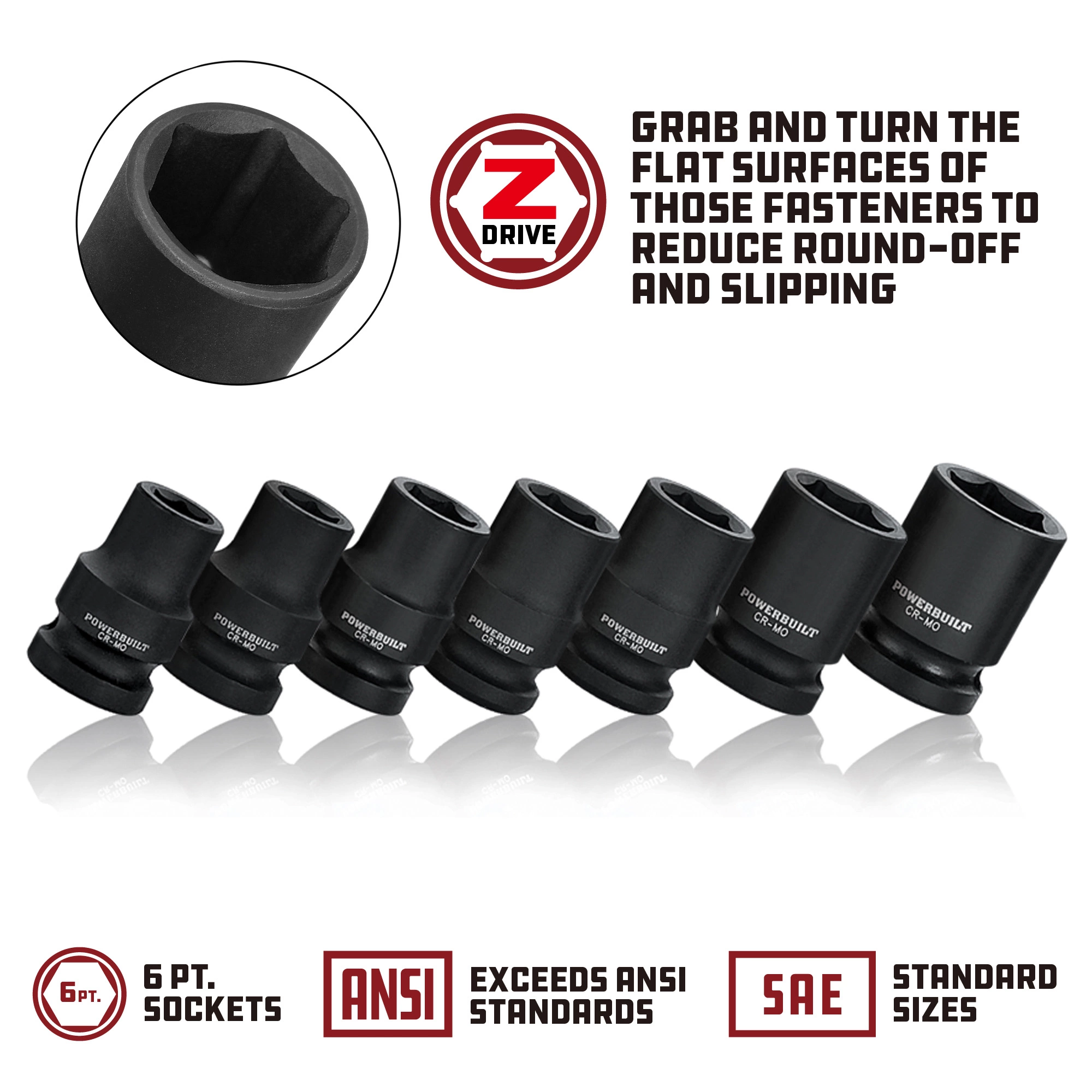 Powerbuilt 3/8 Inch Drive 7/8 Inch Impact Socket - 647452 2 Powerbuilt 3/8 Inch Drive 7/8 Inch Impact Socket - 647452 - Image 2