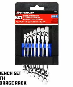 Powerbuilt 7 Piece SAE Stubby Combination Wrench Set - 640203 -Hot Sale Powerbuilt Shop 640203 07