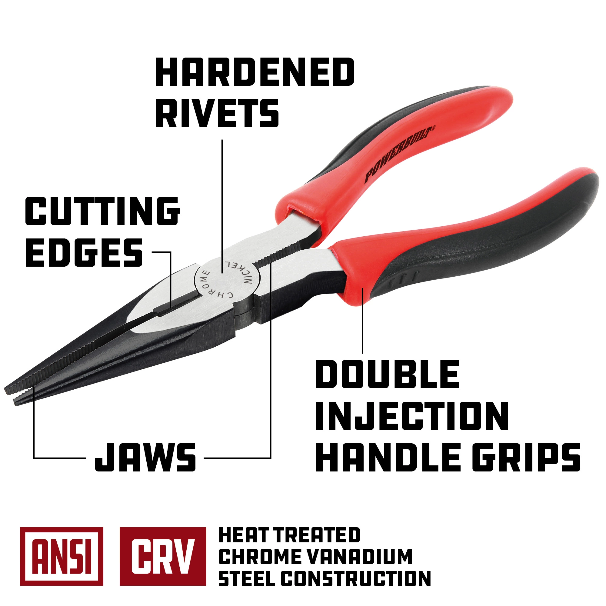 Powerbuilt 6 Inch Long Nose Pliers - 640392 2 Powerbuilt 6 Inch Long Nose Pliers - 640392 - Image 2