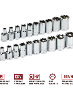 Powerbuilt 24 Pc. 1/4 in. Drive SAE and Metric Socket Set - 640397 -Hot Sale Powerbuilt Shop 640397 04
