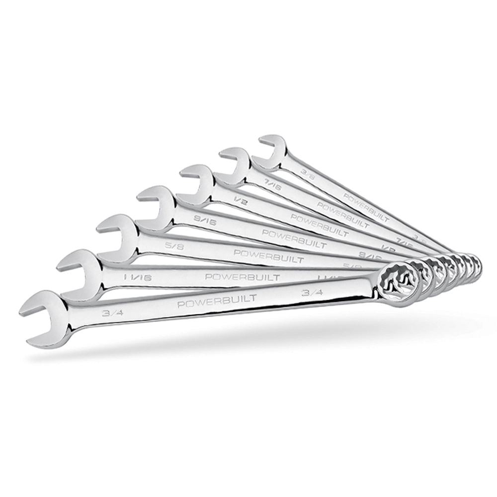Powerbuilt 7 Piece SAE Long Pattern Combination Wrench Set - 640436 1 Powerbuilt 7 Piece SAE Long Pattern Combination Wrench Set - 640436