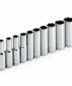 Powerbuilt 10 Piece 1/4 Inch Drive SAE 6 Point Deep Socket Set - 640499