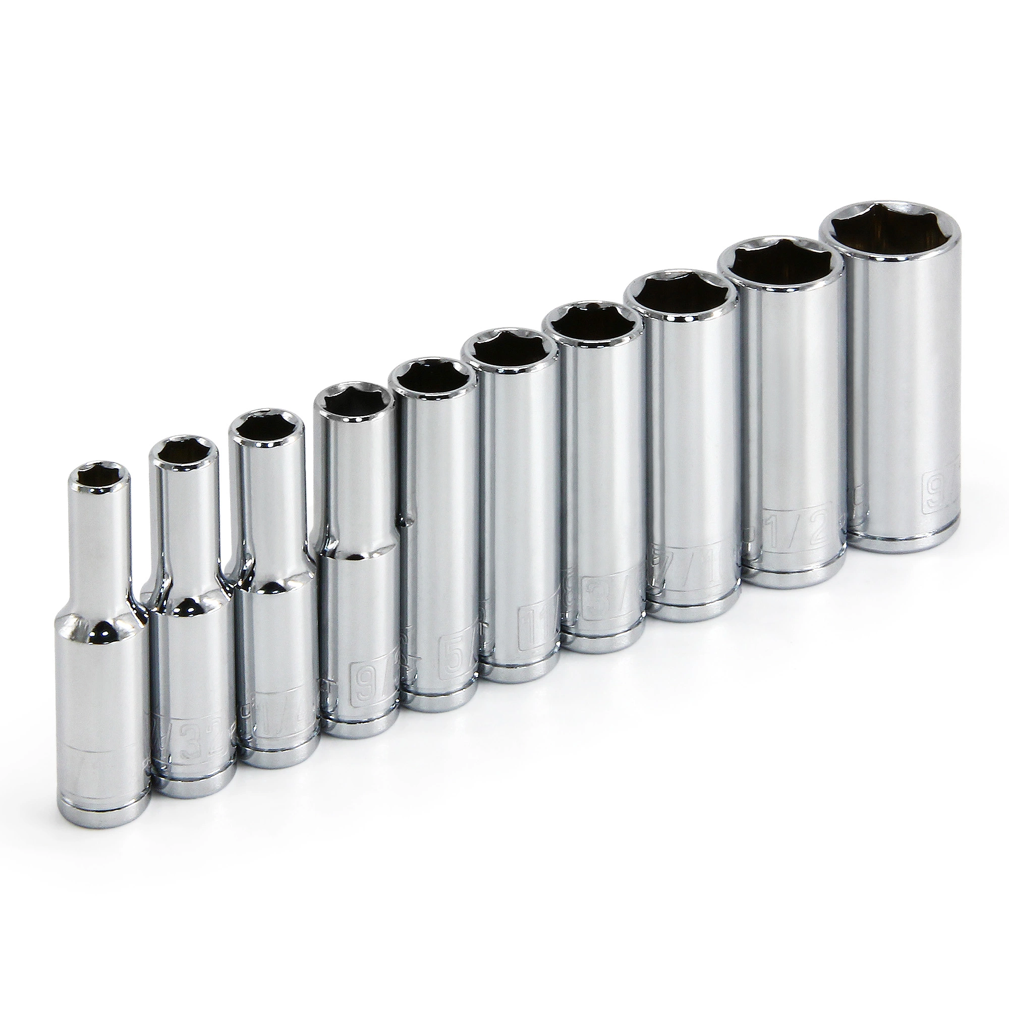 Powerbuilt 10 Piece 1/4 Inch Drive SAE 6 Point Deep Socket Set - 640499 1 Powerbuilt 10 Piece 1/4 Inch Drive SAE 6 Point Deep Socket Set - 640499