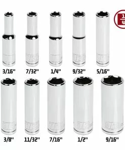 Powerbuilt 10 Piece 1/4 Inch Drive SAE 6 Point Deep Socket Set - 640499 7 Powerbuilt 10 Piece 1/4 Inch Drive SAE 6 Point Deep Socket Set - 640499 -Hot Sale Powerbuilt Shop 640499 02