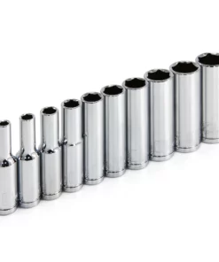 Powerbuilt 10 Piece 1/4 Inch Drive Metric 6 Point Deep Socket Set - 640538