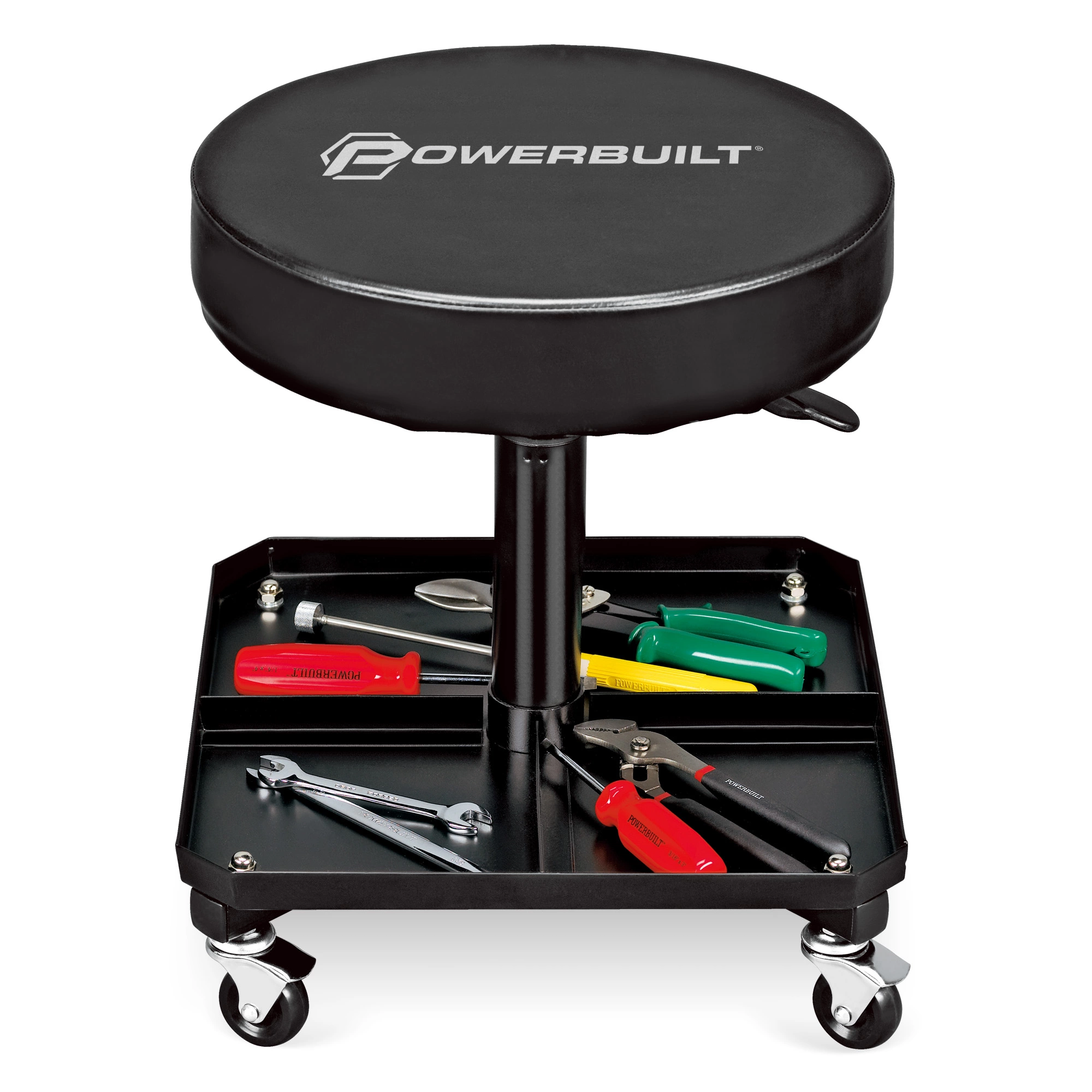 Powerbuilt Rolling Brake Stool - 640834 1 Powerbuilt Rolling Brake Stool - 640834