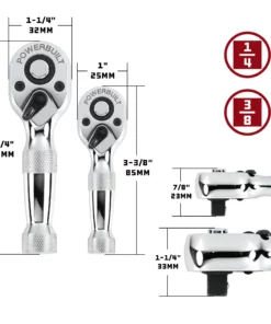 Powerbuilt 2 Piece 1/4 Inch and 3/8 Inch Drive 72 Tooth Stubby Ratchet Set - 640927 7 Powerbuilt 2 Piece 1/4 Inch and 3/8 Inch Drive 72 Tooth Stubby Ratchet Set - 640927 -Hot Sale Powerbuilt Shop 640927 02