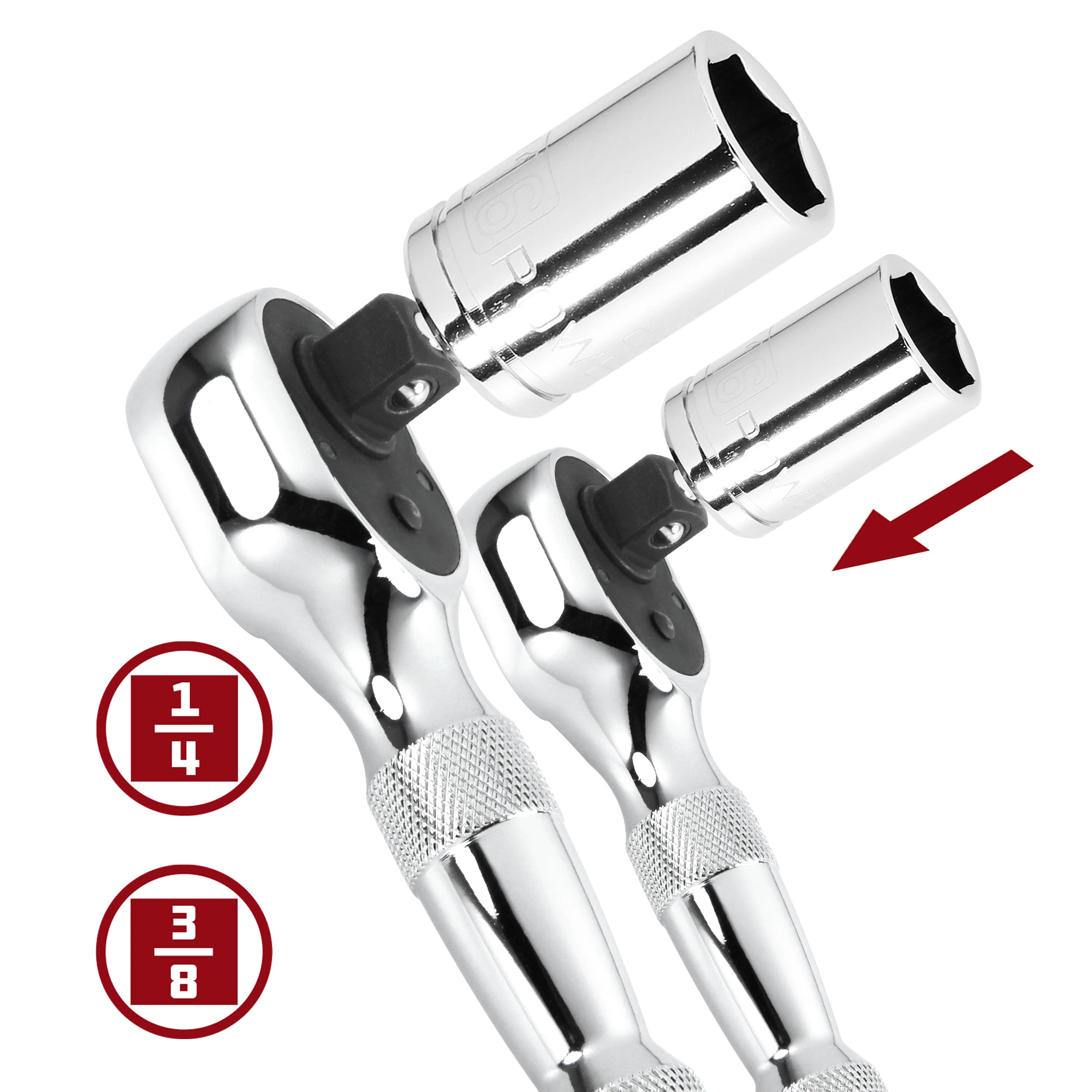 Powerbuilt 2 Piece 1/4 Inch and 3/8 Inch Drive 72 Tooth Stubby Ratchet Set - 640927 5 Powerbuilt 2 Piece 1/4 Inch and 3/8 Inch Drive 72 Tooth Stubby Ratchet Set - 640927 - Image 5