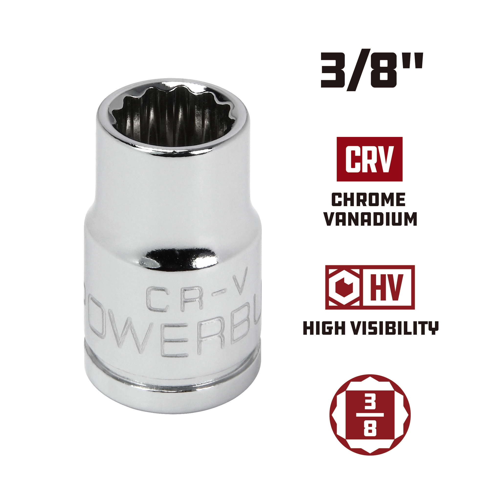 Powerbuilt 3/8 Inch Drive x 7/16 Inch 12 Point Shallow Socket - 641003 5 Powerbuilt 3/8 Inch Drive x 7/16 Inch 12 Point Shallow Socket - 641003 - Image 5
