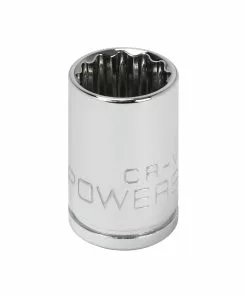Powerbuilt 3/8 Inch Drive x 1/2 Inch 12 Point Shallow Socket - 641004