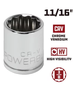 Powerbuilt 3/8 Inch Drive x 11/16 Inch 12 Point Shallow Socket - 641007 -Hot Sale Powerbuilt Shop 641007 11 16 02