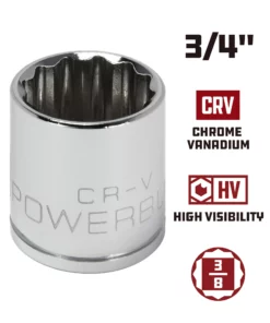 Powerbuilt 3/8 Inch Drive x 3/4 Inch 12 Point Shallow Socket - 641008 -Hot Sale Powerbuilt Shop 641008 3 4 02