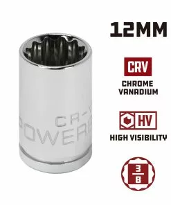 Powerbuilt 3/8 Inch Drive x 12 MM 12 Point Shallow Socket - 641017 9 Powerbuilt 3/8 Inch Drive x 12 MM 12 Point Shallow Socket - 641017 -Hot Sale Powerbuilt Shop 641017 12mm 02