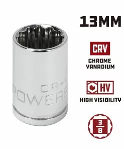 Powerbuilt 3/8 Inch Drive x 13 MM 12 Point Shallow Socket - 641018 9 Powerbuilt 3/8 Inch Drive x 13 MM 12 Point Shallow Socket - 641018 -Hot Sale Powerbuilt Shop 641018 13mm 02