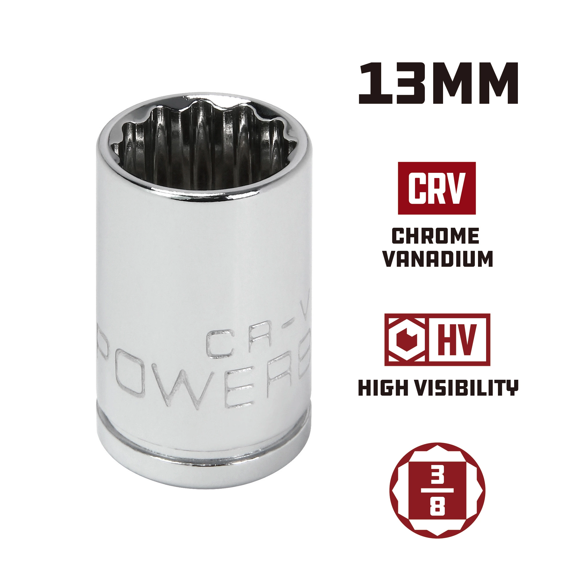 Powerbuilt 3/8 Inch Drive x 13 MM 12 Point Shallow Socket - 641018 5 Powerbuilt 3/8 Inch Drive x 13 MM 12 Point Shallow Socket - 641018 - Image 5