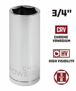 Powerbuilt 3/8 Inch Drive x 3/4 Inch 6 Point Deep Socket - 641206 -Hot Sale Powerbuilt Shop 641206 3 4 02
