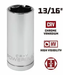 Powerbuilt 3/8 Inch Drive x 13/16 Inch 6 Point Deep Socket - 641207 -Hot Sale Powerbuilt Shop 641207 13 16 02