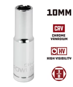 Powerbuilt 3/8 Inch Drive x 10 MM 6 Point Deep Socket - 641210 -Hot Sale Powerbuilt Shop 641210 10mm 02