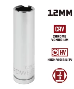 Powerbuilt 3/8 Inch Drive x 12 MM 6 Point Deep Socket - 641212 9 Powerbuilt 3/8 Inch Drive x 12 MM 6 Point Deep Socket - 641212 -Hot Sale Powerbuilt Shop 641212 12mm 02
