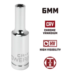 Powerbuilt 3/8 Inch Drive x 6 MM 6 Point Deep Socket - 641224 -Hot Sale Powerbuilt Shop 641224 6mm 02