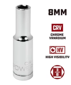Powerbuilt 3/8 Inch Drive x 8 MM 6 Point Deep Socket - 641319 -Hot Sale Powerbuilt Shop 641319 8mm 02