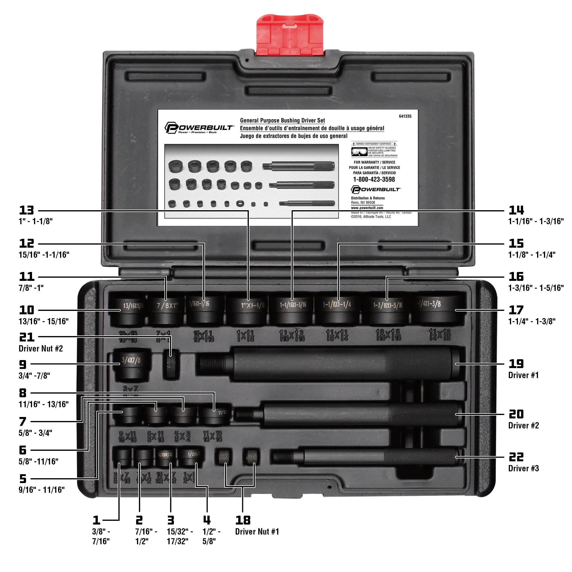 Powerbuilt General Purpose Bearing and Bushing Driver - 641335 3 Powerbuilt General Purpose Bearing and Bushing Driver - 641335 - Image 3