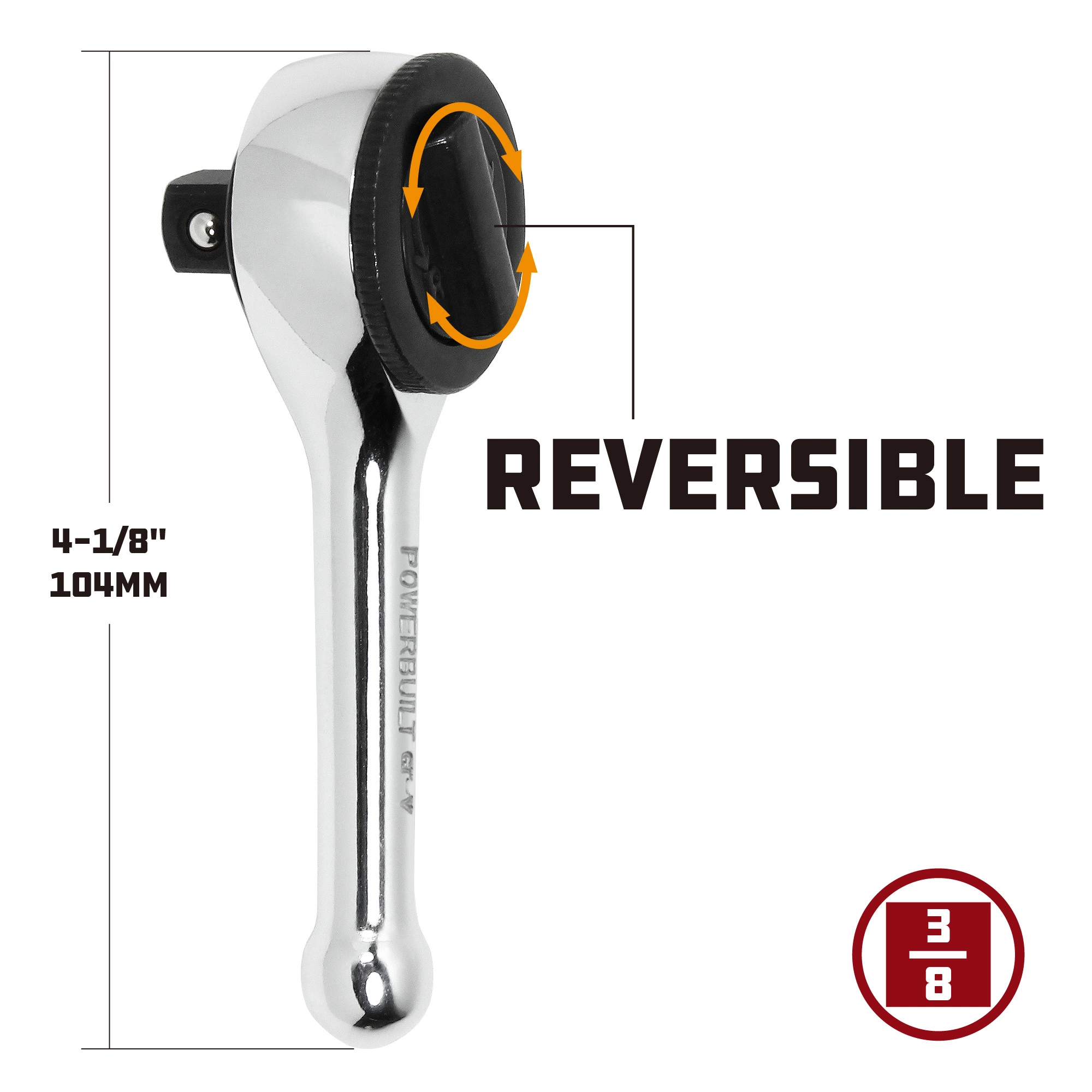 Powerbuilt 3/8 Inch Drive 42 Tooth Stubby Spin Disc Ratchet - 641514 3 Powerbuilt 3/8 Inch Drive 42 Tooth Stubby Spin Disc Ratchet - 641514 - Image 3