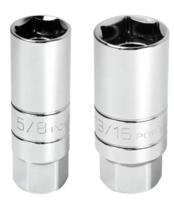 Powerbuilt 2 Pc. 3/8 in. Drive Magnetic Spark Plug Socket, 5/8-in. and 13/16-in.