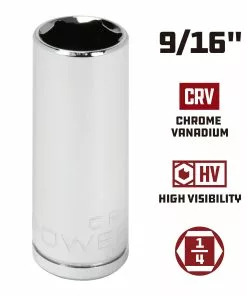 Powerbuilt 1/4 in. Drive x 9/16 in. 6 Point SAE Deep Socket - 641987 -Hot Sale Powerbuilt Shop 641987 9 16 02