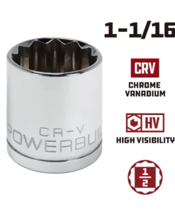 Powerbuilt 1/2 Inch Drive x 1-1/16 Inch 12 Point Shallow Socket - 642008 6 Powerbuilt 1/2 Inch Drive x 1-1/16 Inch 12 Point Shallow Socket - 642008 -Hot Sale Powerbuilt Shop 642008 1 1 16 02