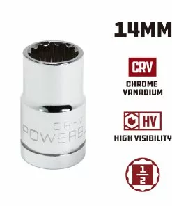 Powerbuilt 1/2 Inch Drive x 14 MM 12 Point Shallow Socket - 642012 -Hot Sale Powerbuilt Shop 642012 14mm 02