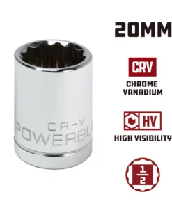 Powerbuilt 1/2 Inch Drive x 20 MM 12 Point Shallow Socket - 642018 -Hot Sale Powerbuilt Shop 642018 20mm 02