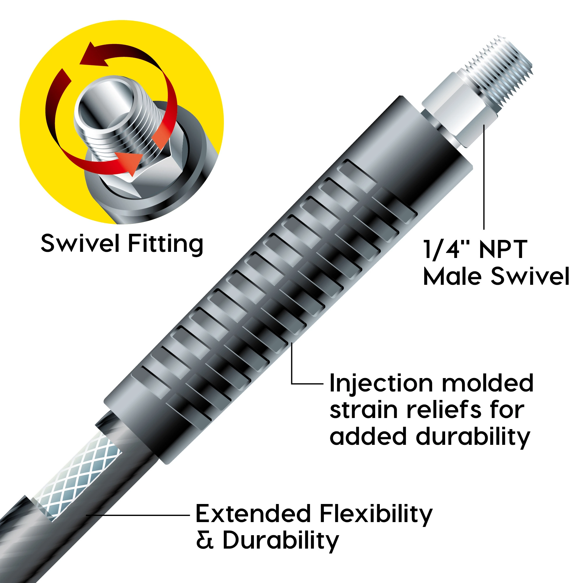 Powerbuilt 25 Foot by 3/8 Inch PVC Air Hose - 642134 3 Powerbuilt 25 Foot by 3/8 Inch PVC Air Hose - 642134 - Image 3