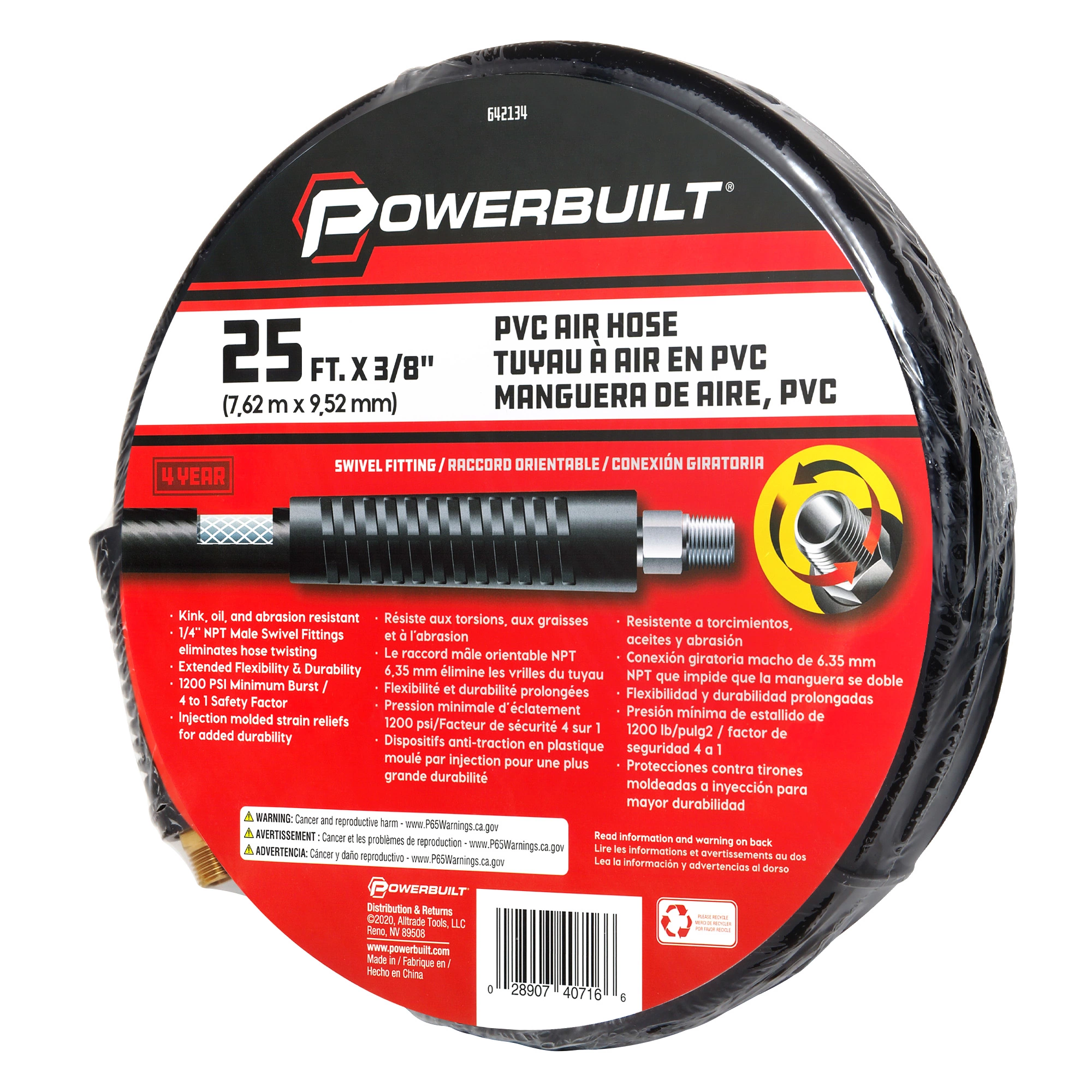 Powerbuilt 25 Foot by 3/8 Inch PVC Air Hose - 642134 5 Powerbuilt 25 Foot by 3/8 Inch PVC Air Hose - 642134 - Image 5