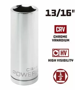 Powerbuilt 1/2 Inch Drive x 13/16 Inch 6 Point Deep Socket - 642204 9 Powerbuilt 1/2 Inch Drive x 13/16 Inch 6 Point Deep Socket - 642204 -Hot Sale Powerbuilt Shop 642204 13 16 02