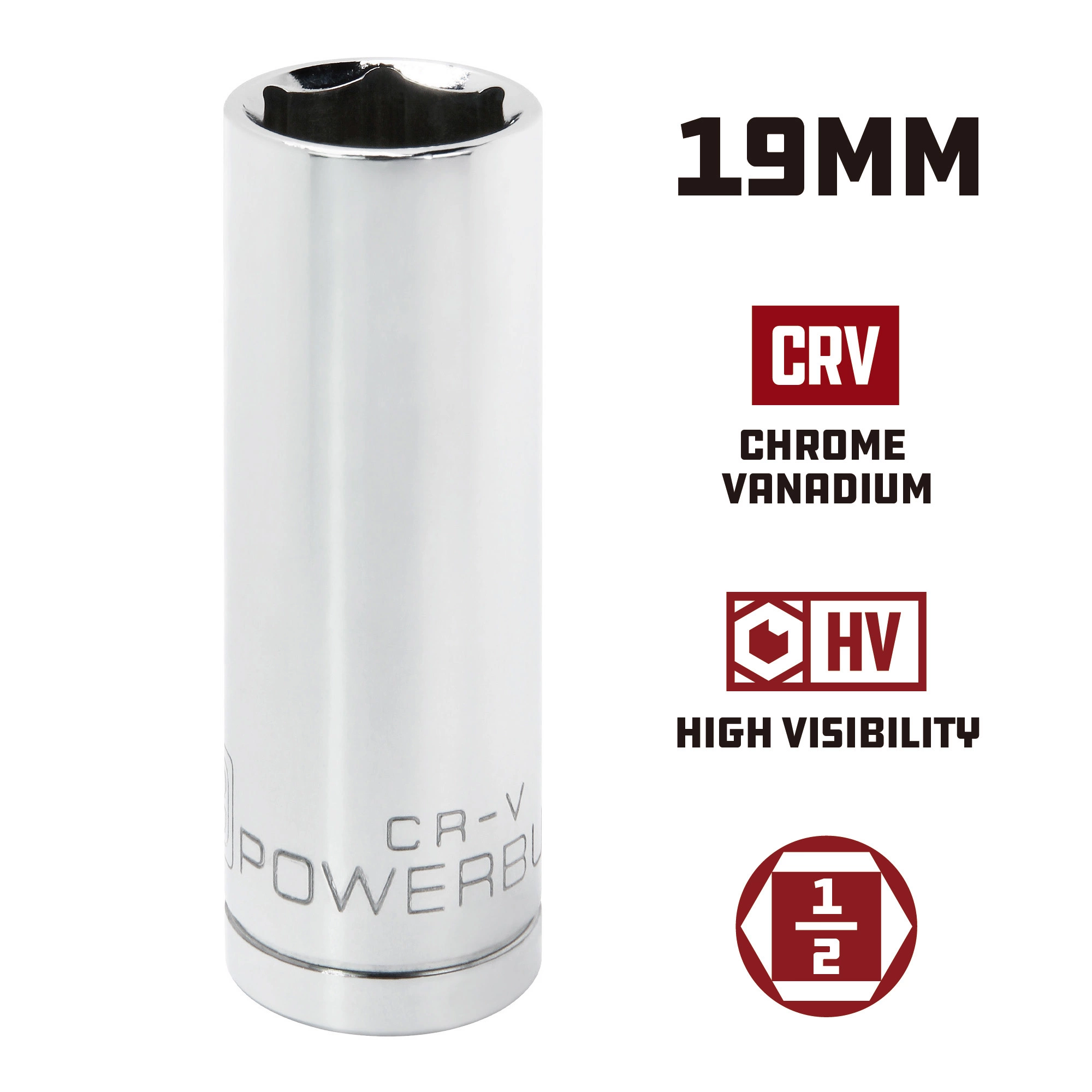 Powerbuilt 1/2 Inch Drive x 19 MM 6 Point Deep Socket - 642213 2 Powerbuilt 1/2 Inch Drive x 19 MM 6 Point Deep Socket - 642213 - Image 2