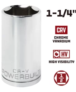 Powerbuilt 1/2 Inch Drive x 1-1/4 Inch 6 Point Deep Socket - 642216 -Hot Sale Powerbuilt Shop 642216 1 1 4 02