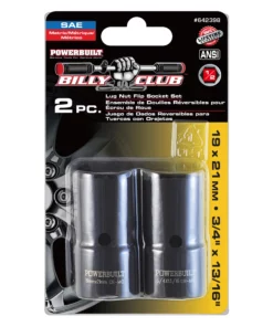 Powerbuilt 2 Pc. Flip Lug Nut Socket Set, 19mm x 21mm and 3/4 in. x 13/16 in. -Hot Sale Powerbuilt Shop 642398 05
