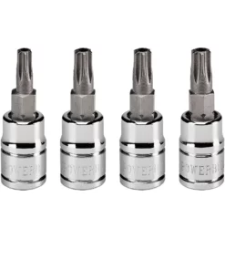 Powerbuilt 4 Pc. 5-Lobe Tamperproof Star Plus Bit Socket Set, Torx Plus 5-Point