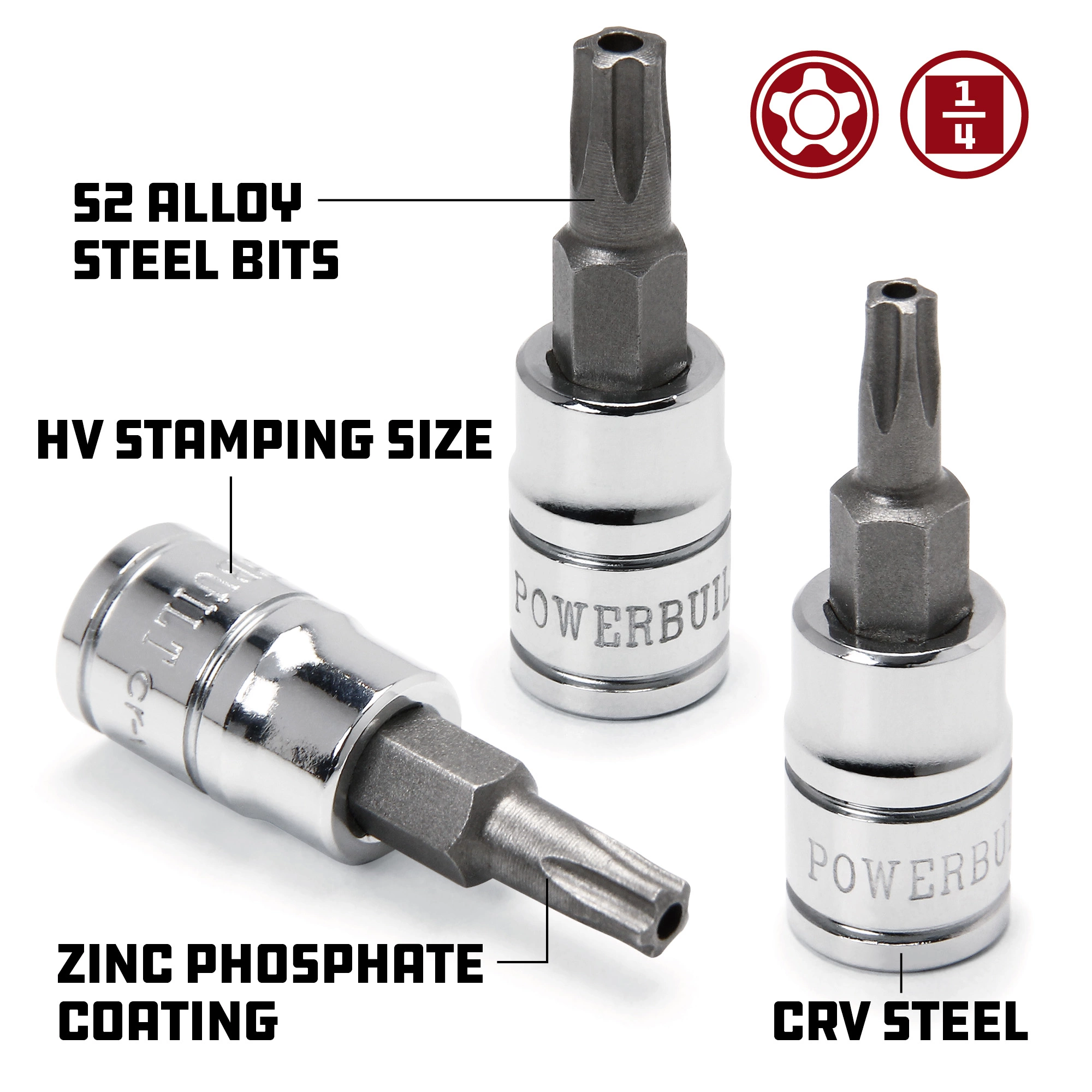 Powerbuilt 4 Pc. 5-Lobe Tamperproof Star Plus Bit Socket Set, Torx Plus 5-Point 4 Powerbuilt 4 Pc. 5-Lobe Tamperproof Star Plus Bit Socket Set, Torx Plus 5-Point - Image 4