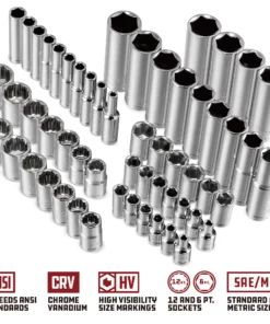 Powerbuilt 80 Pc.1/4 in. & 3/8 in. Dr. SAE & Metric Mechanics Tool Set - 642452 -Hot Sale Powerbuilt Shop 642452 80pc 04