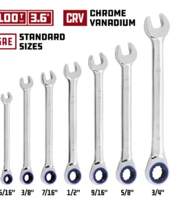 Powerbuilt 7 Piece SAE 100 Tooth Ratcheting Wrench Set - 642761 -Hot Sale Powerbuilt Shop 642761 04 1
