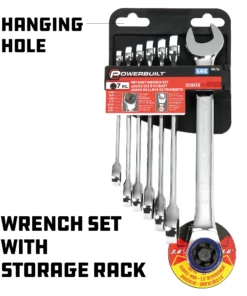 Powerbuilt 7 Piece SAE 100 Tooth Ratcheting Wrench Set - 642761 -Hot Sale Powerbuilt Shop 642761 05