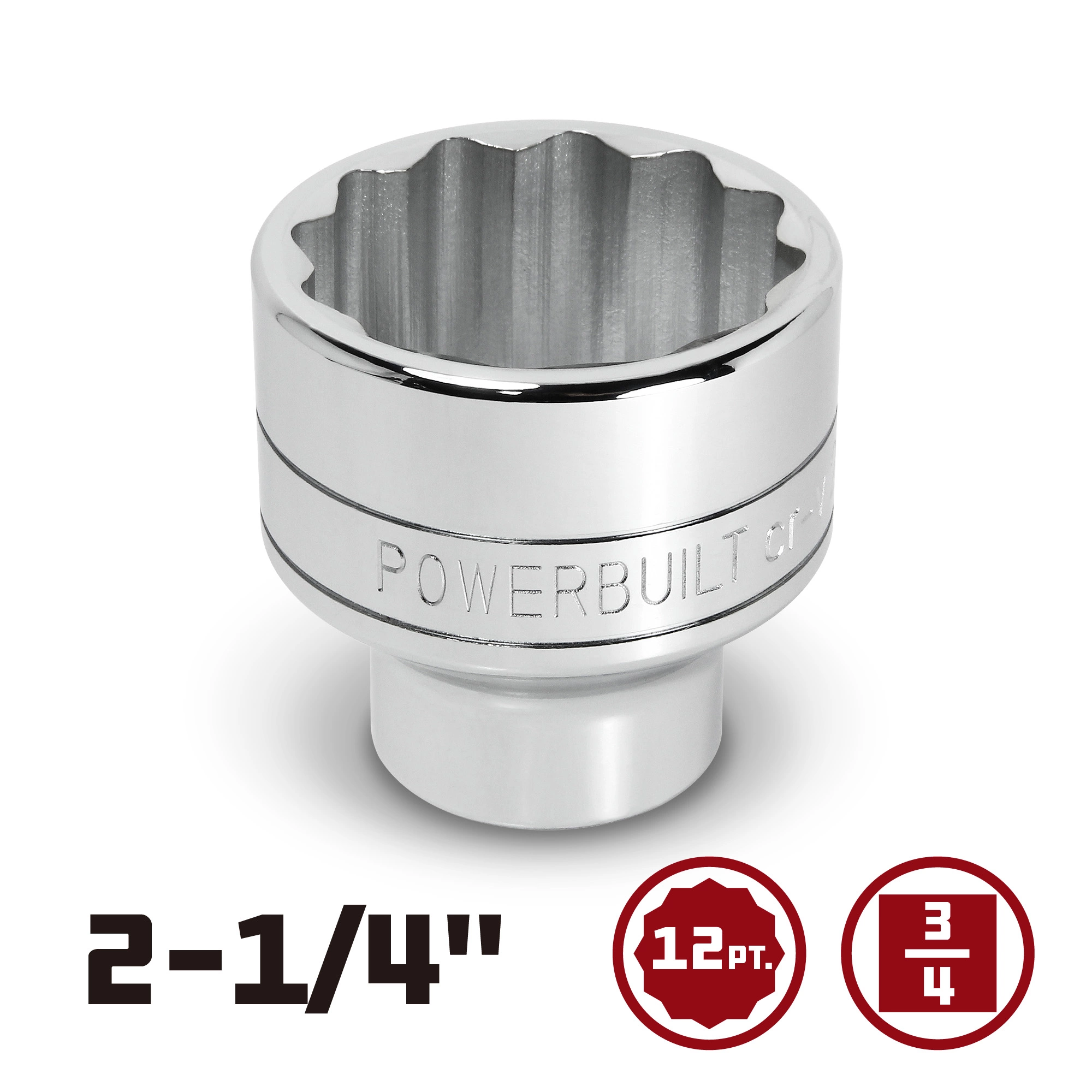 Powerbuilt 3/4 Inch Drive x 2-1/4 Inch 12 Point Shallow Socket - 643222 4 Powerbuilt 3/4 Inch Drive x 2-1/4 Inch 12 Point Shallow Socket - 643222 - Image 4